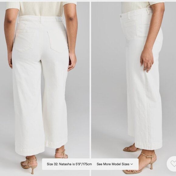 Paige Harper High Waist Wide Flared Leg Ankle Vintage Distressed White Jeans 32W - Picture 2 of 16